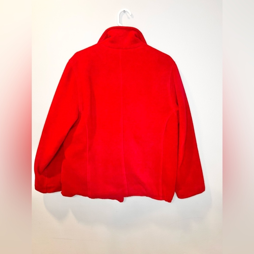 L.L. Bean Women’s Red Fleece Pea Coat Pullover Size Medium - Picture 5 of 5